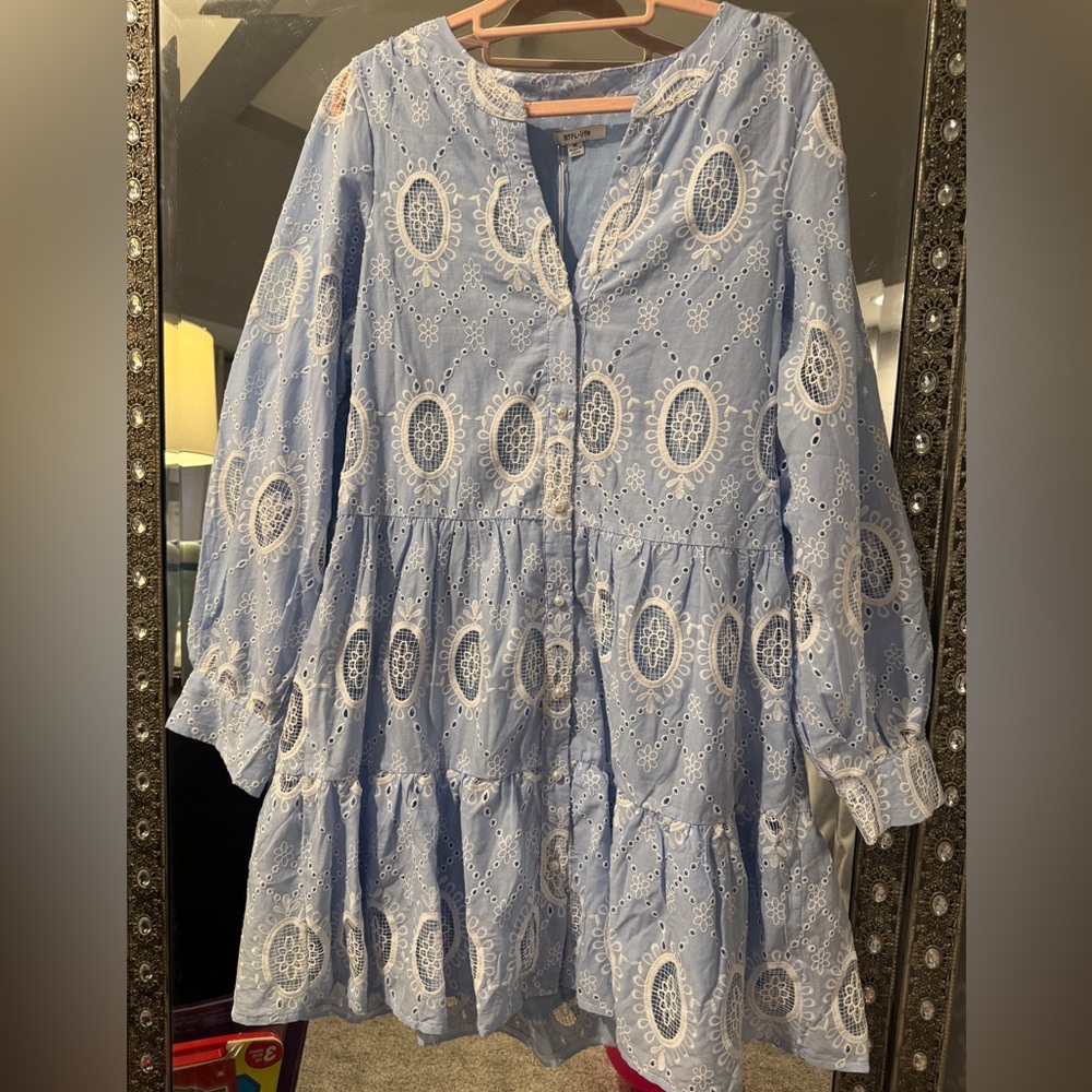 BTFL-Life Blue and White Dress